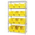 Bin System with 5 Shelves & 12 Yellow Bins 19-3/4" L x 12-3/8" W x 11-7/8" Hgt.