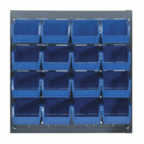 18" L x 19" Hgt. Louvered Panel with 16 - 7-3/8" L x 4-1/8" W x 3" Hgt. Blue Bins