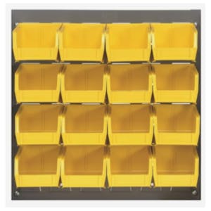 18" L x 19" Hgt. Louvered Panel with 16 - 7-3/8" L x 4-1/8" W x 3" Hgt. Yellow Bins