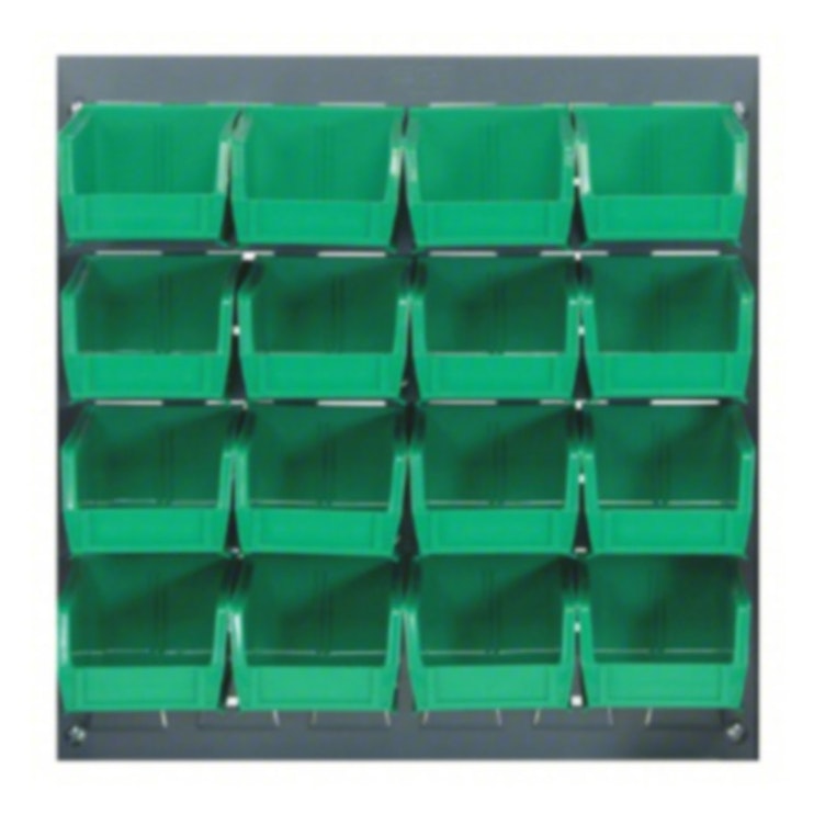 18" L x 19" Hgt. Louvered Panel with 16 - 5-3/8" L x 4-1/8" W x 3" Hgt. Green Bins