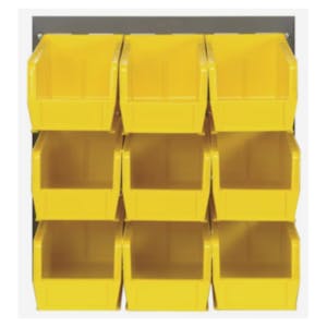 18" L x 19" Hgt. Louvered Panel with 9 - 10-7/8" L x 5-1/2" W x 5" Hgt. Yellow Bins