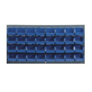 36" L x 19" Hgt. Louvered Panel with 32 - 7-3/8" L x 4-1/8" W x 3" Hgt. Blue Bins