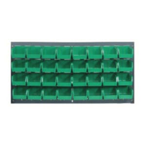 36" L x 19" Hgt. Louvered Panel with 32 - 5-3/8" L x 4-1/8" W x 3" Hgt. Green Bins