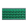 36" L x 19" Hgt. Louvered Panel with 32 - 5-3/8" L x 4-1/8" W x 3" Hgt. Green Bins