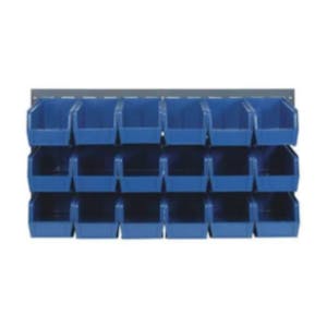 36" L x 19" Hgt. Louvered Panel with 18 - 10-7/8" L x 5-1/2" W x 5" Hgt. Blue Bins