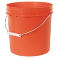2 Gallon Orange HDPE Economy Round Bucket with Wire Bail Handle & Plastic Hand Grip (Lid sold separately)