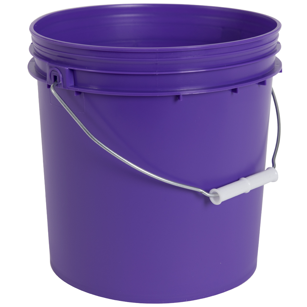 2 Gallon Purple HDPE Economy Round Bucket with Wire Bail Handle