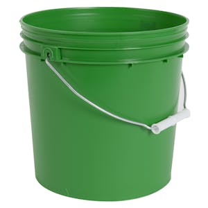 2 Gallon Green HDPE Economy Round Bucket with Wire Bail Handle & Plastic Hand Grip (Lid sold separately)