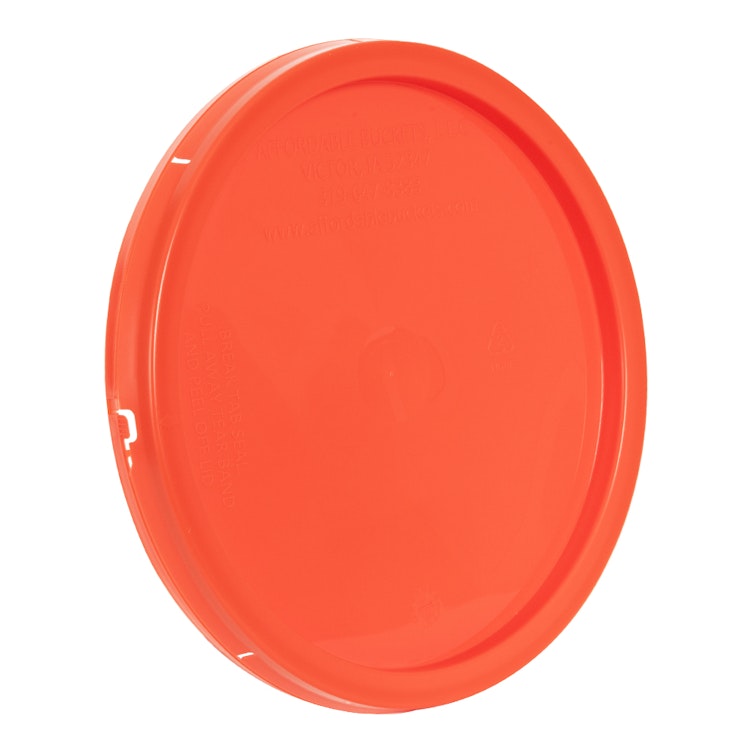2 Gallon Orange HDPE Economy Round Bucket Lid with Tear Tab