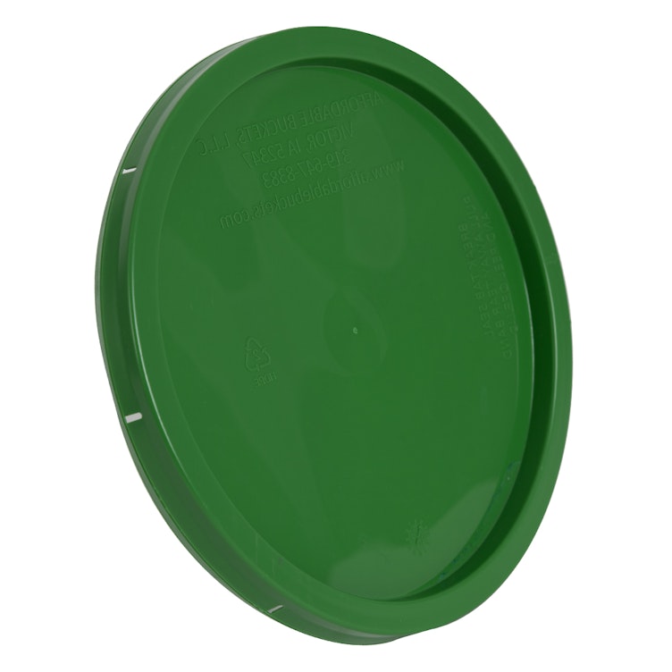 2 Gallon Green HDPE Economy Round Bucket Lid with Tear Tab