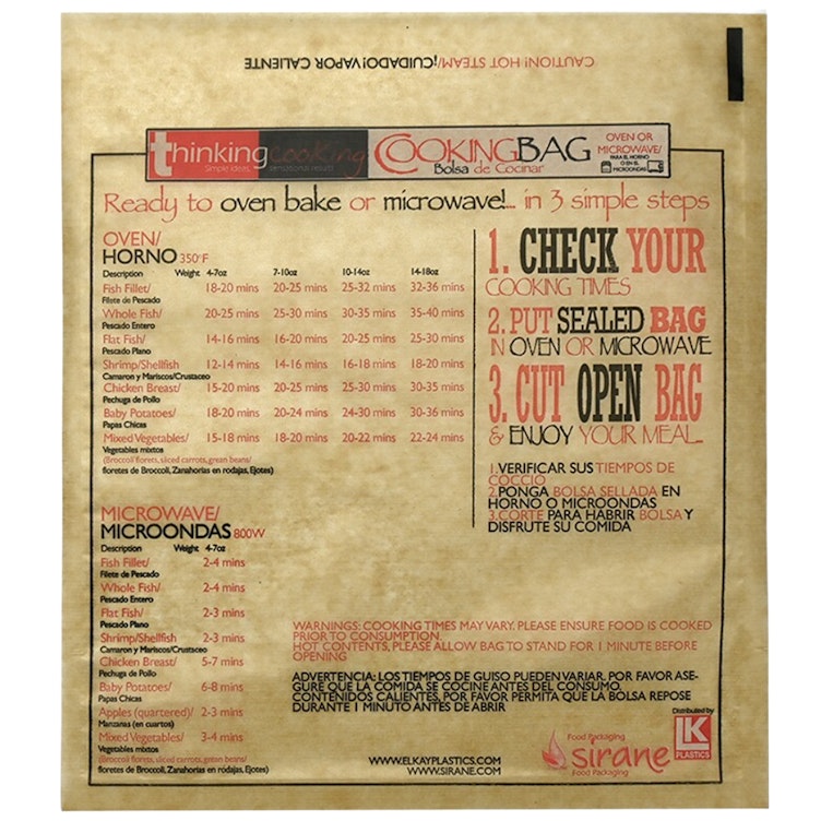 8-7/8" x 10-3/4" Brown Heat Seal Printed Microwave & Oven Bags