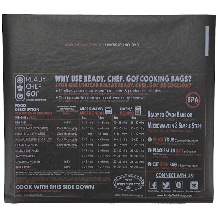 10-3/4" x 7-7/8" Black Heat Seal Printed Microwave & Oven Bags