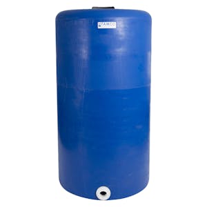 160 Gallon Tamco® Vertical Blue PE Tank with 8" Plain Lid & 2" Fitting - 30" Dia. x 57" Hgt.