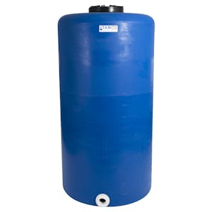 160 Gallon Tamco® Vertical Blue PE Tank with 12-1/2" Vented Lid & 2" Fitting - 30" Dia. x 59" Hgt.