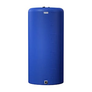 175 Gallon Tamco® Vertical Blue PE Tank with 8" Plain Lid & 2" Fitting - 30" Dia. x 63" Hgt.