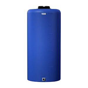 175 Gallon Tamco® Vertical Blue PE Tank with 12-1/2" Plain Lid & 2" Fitting - 30" Dia. x 65" Hgt.