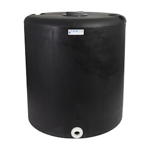 210 Gallon Tamco® Vertical Black PE Tank with 8" Vented Lid & 2" Fitting - 40" Dia. x 45" Hgt.