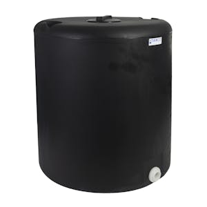 225 Gallon Tamco® Vertical Black PE Tank with 8" Vented Lid & 2" Fitting - 40" Dia. x 47" Hgt.