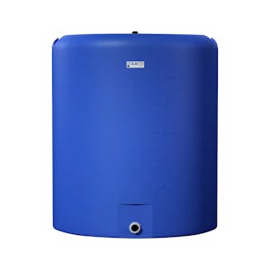 225 Gallon Tamco® Vertical Blue PE Tank with 8" Plain Lid & 2" Fitting - 40" Dia. x 47" Hgt.