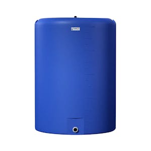 270 Gallon Tamco® Vertical Blue PE Tank with 8" Plain Lid & 2" Fitting - 40" Dia. x 55" Hgt.