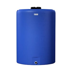 270 Gallon Tamco® Vertical Blue PE Tank with 12-1/2" Plain Lid & 2" Fitting - 40" Dia. x 57" Hgt.