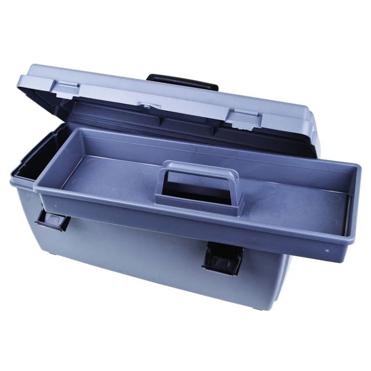 Gray Utility Toolbox with Lift Out Tray - 20-1/4" L x 8-7/8" W x 8-3/8" Hgt.
