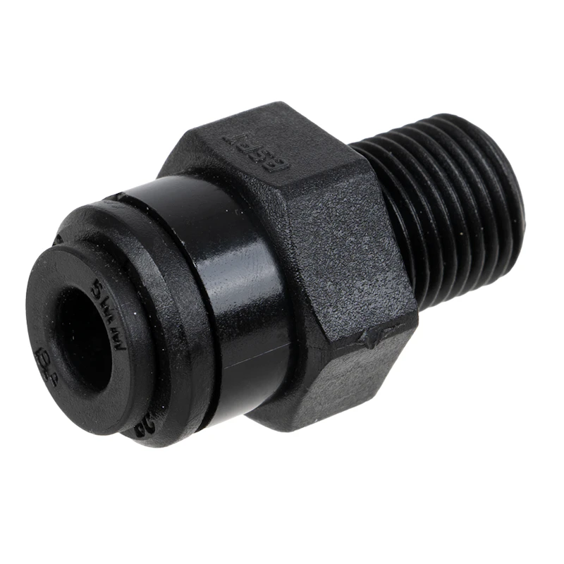5mm OD x 1/8" BSPT Black Acetal Metric Male Connector