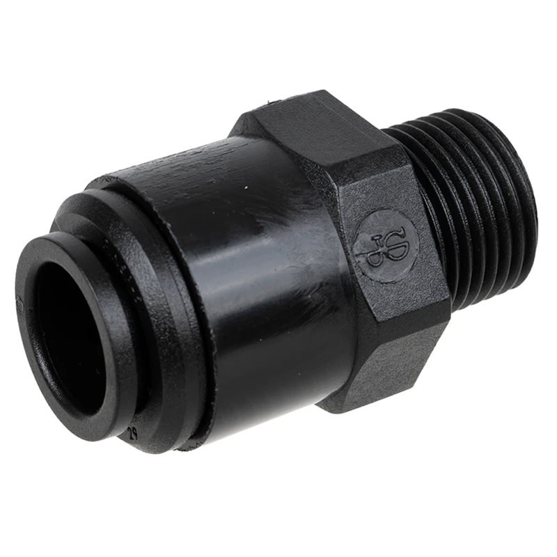 12mm OD x 3/8" BSPT Black Acetal Metric Male Connector