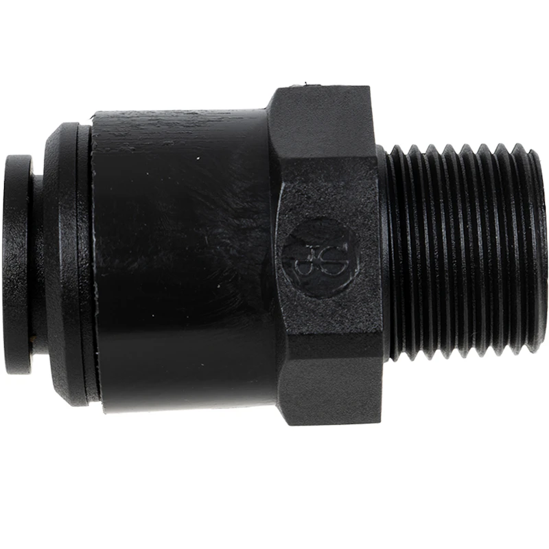 12mm OD x 3/8" BSPT Black Acetal Metric Male Connector