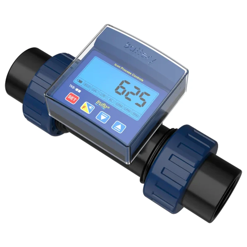 3/4" Socket PVC TKB Series Battery-Operated In-Line Paddle Wheel Flow Meter