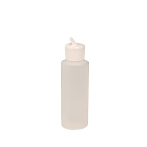 4 oz. Natural HDPE Cylindrical Sample Bottle with 20/410 White Ribbed Flip-Top Dispensing Cap