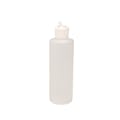 8 oz. Natural HDPE Cylindrical Sample Bottle with 24/410 White Ribbed Flip-Top Cap