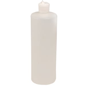 32 oz. Natural HDPE Cylindrical Sample Bottle with 28/410 White Ribbed Flip-Top Cap