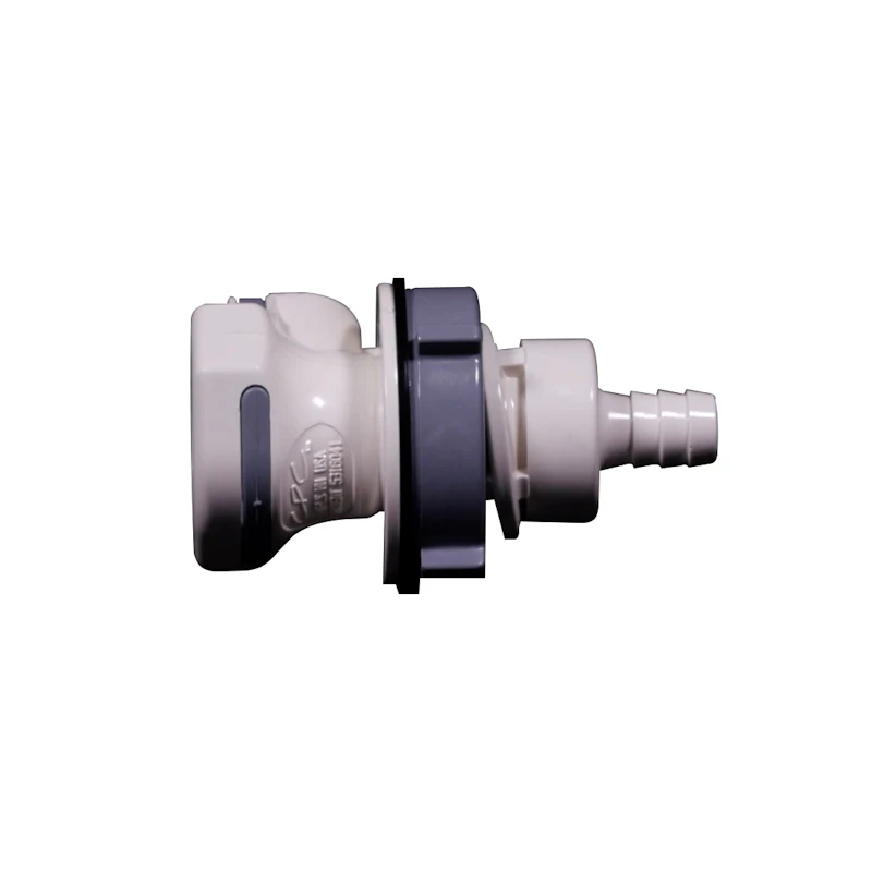 3/8" Hose Barb NSF-listed HFC 35 Series Polysulfone Bulkhead Panel Mount Coupling Body - Shutoff (Insert Sold Separately)