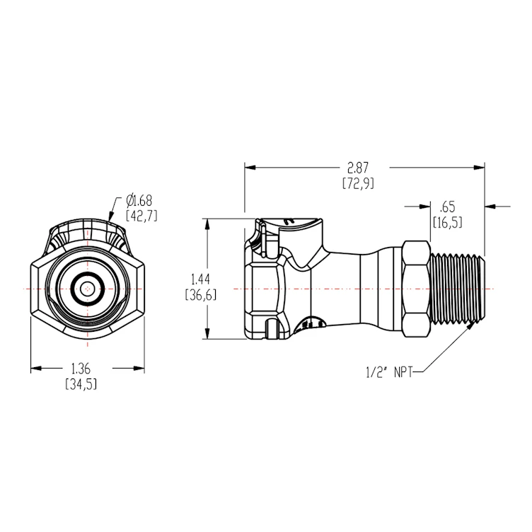 1/2" MNPT NSF-listed HFC 12 Series Polypropylene Coupling Body - Shutoff (Insert Sold Separately)