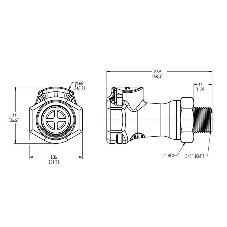 3/8" MNPT NSF-listed HFC 12 Series Polypropylene Coupling Body - Straight Thru (Insert Sold Separately)