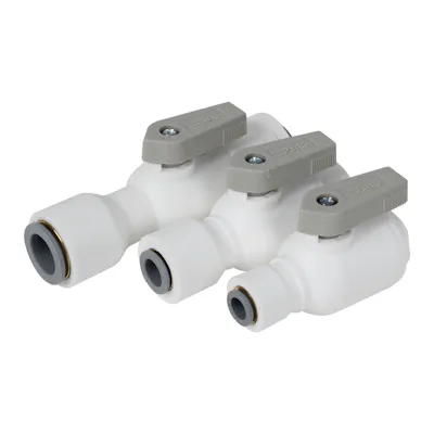 Parker LIQUIfit® Push-to-Connect Union Two-Way Ball Valves