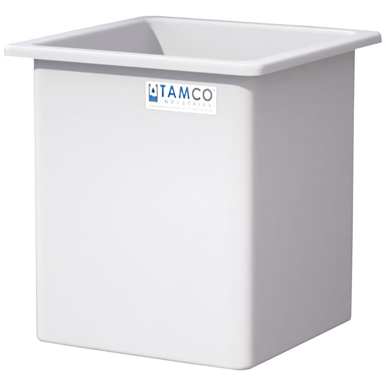 138 Gallon Natural LLDPE Rectangular Tamco® Heavy-Duty Tank with External Flange & 2" Polypropylene Bulkhead Fitting - 30" L x 30" W x 36" Hgt. (Cover Sold Separately)