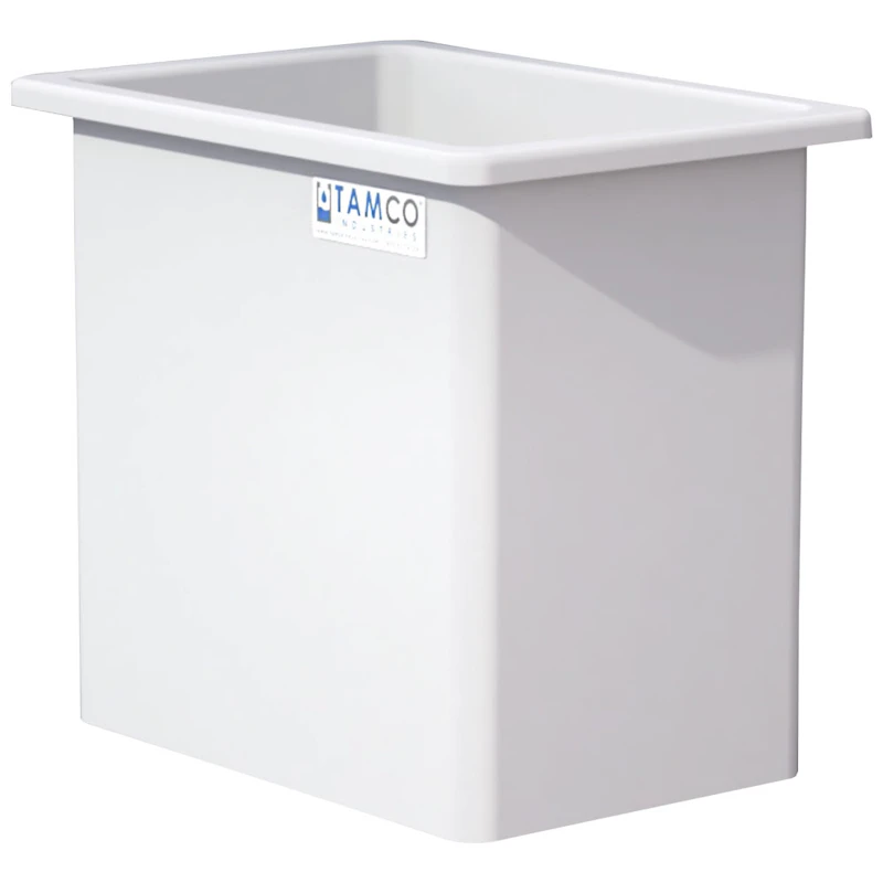 115 Gallon Natural LLDPE Rectangular Tamco® Heavy-Duty Tank with External Flange & 2" Polypropylene Bulkhead Fitting - 30" L x 30" W x 30" Hgt. (Cover Sold Separately)