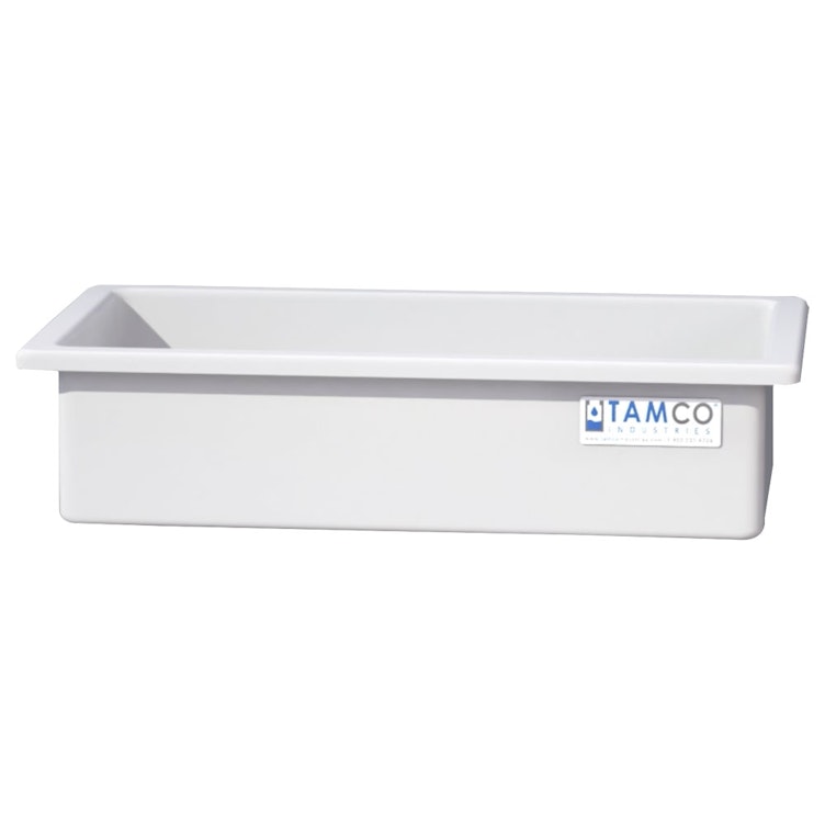 50 Gallon Natural LLDPE Rectangular Tamco® Heavy-Duty Tank with External Flange - 48" L x 24" W x 12" Hgt. (Cover Sold Separately)