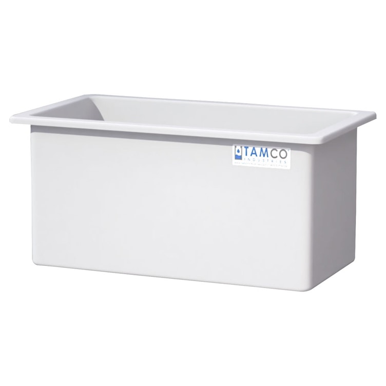 105 Gallon Natural LLDPE Rectangular Tamco® Heavy-Duty Tank with External Flange & 2" Polypropylene Bulkhead Fitting - 48" L x 24" W x 24" Hgt. (Cover Sold Separately)