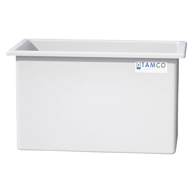 135 Gallon Natural LLDPE Rectangular Tamco® Heavy-Duty Tank with External Flange & 2" Polypropylene Bulkhead Fitting - 48" L x 24" W x 30" Hgt. (Cover Sold Separately)