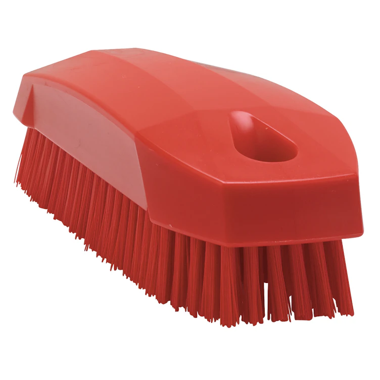 Red Polypropylene Vikan® Hand & Nail Brush with Stiff Polyester Bristles