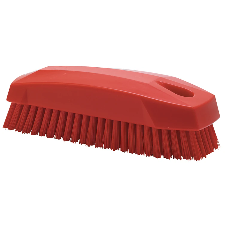 Red Polypropylene Vikan® Hand & Nail Brush with Stiff Polyester Bristles