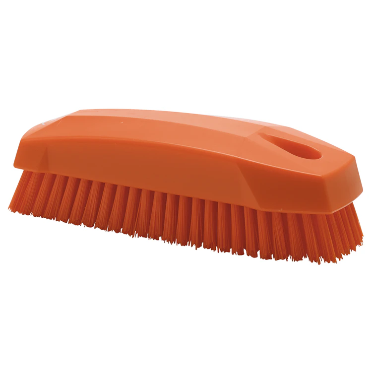 Orange Polypropylene Vikan® Hand & Nail Brush with Stiff Polyester Bristles