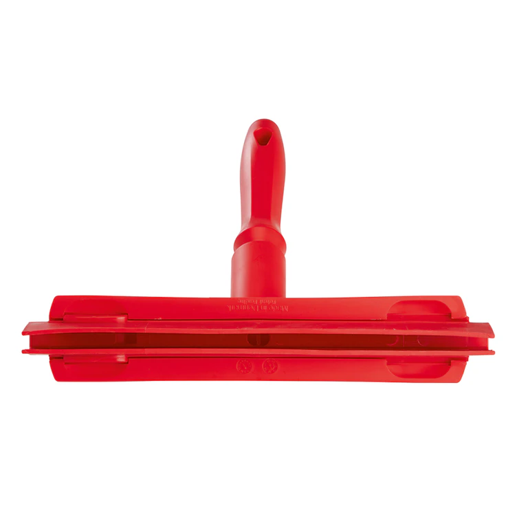 9.8" Red Polypropylene Vikan® Hygienic Hand Squeegee with Double TPE Rubber Blades & Handle