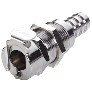 3/8" Hose Barb NSF-Listed LC Series Chrome Plated Brass Panel Mount Body - Shutoff (Insert Sold Separately)