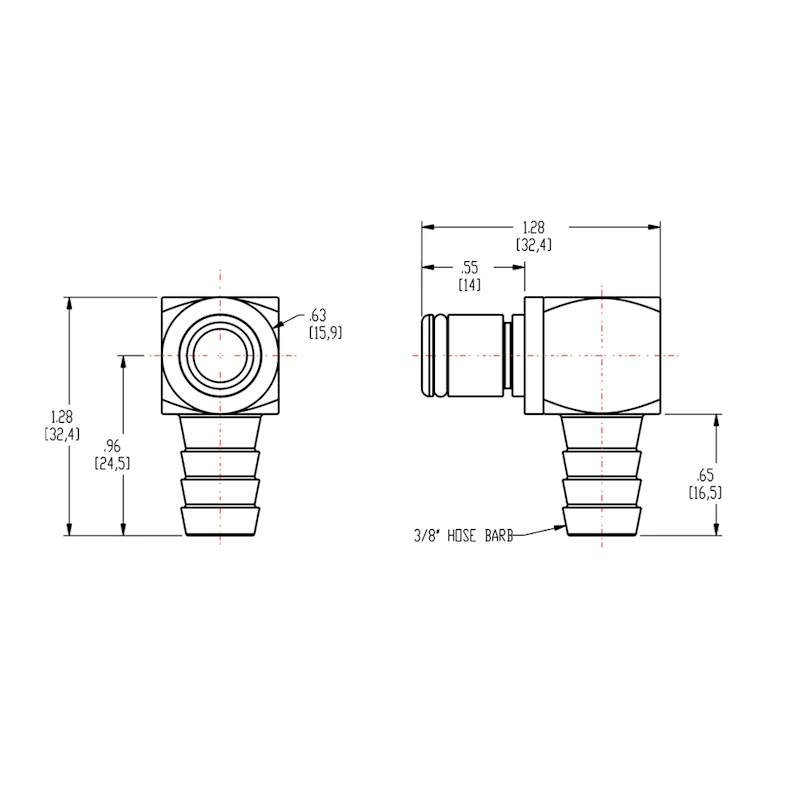 3/8" Hose Barb NSF-Listed LC Series Chrome-Plated Brass Elbow Coupling Insert - Shutoff (Body Sold Separately)