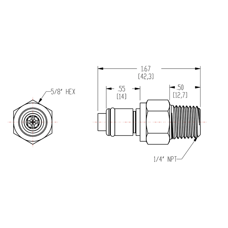 1/4" MNPT In-Line NSF-Listed LC Series Chrome-Plated Brass Coupling Insert - Shutoff (Body Sold Separately)