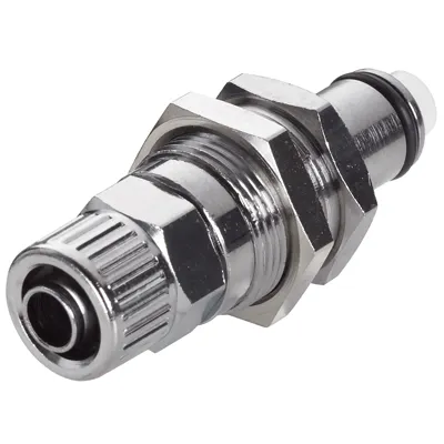 1/4" Ferruleless PTF LC Series Chrome-Plated Brass Panel Mount Coupling Insert - Shutoff (Body Sold Separately)